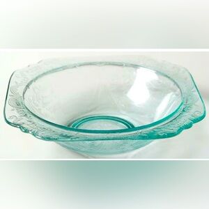 Vintage Indiana Glass Recollection Teal Square Bowl